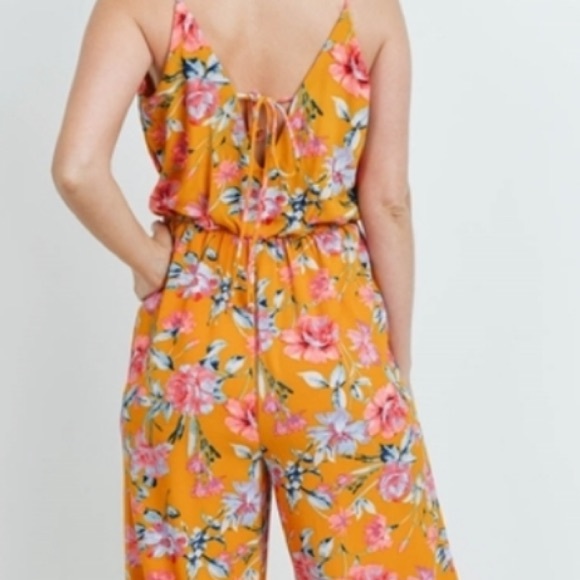 New Spring/Summer Boho Floral Jumpsuit, Spaghetti Straps, Wide leg - Picture 4 of 4